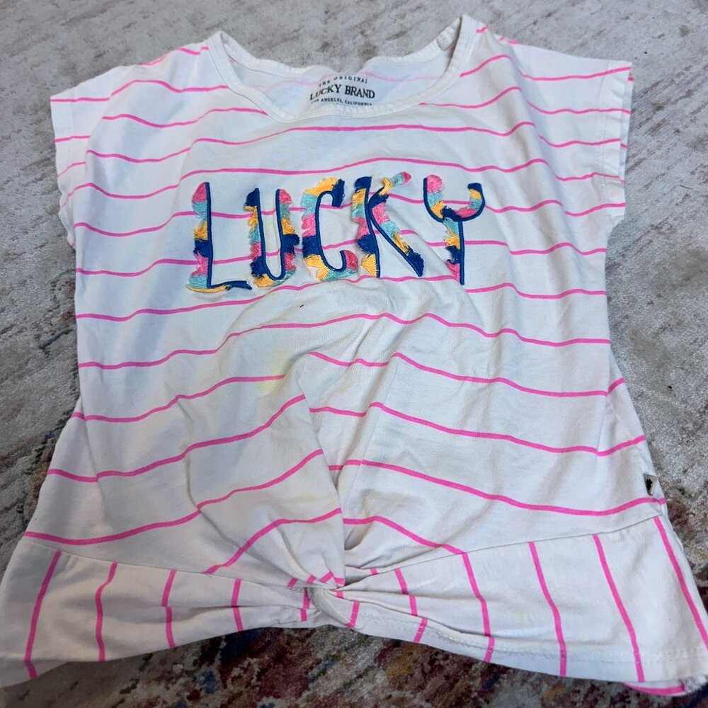 Lucky Brand Kids Girls Stripped T-Shirt Size Small In Great Shape